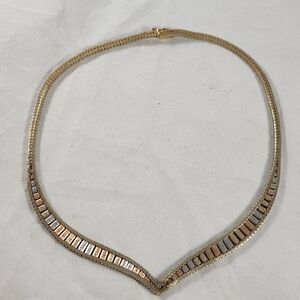 Vintage Tricolor .925 Sterling Silver Italian Choker Necklace 16 in Reversible